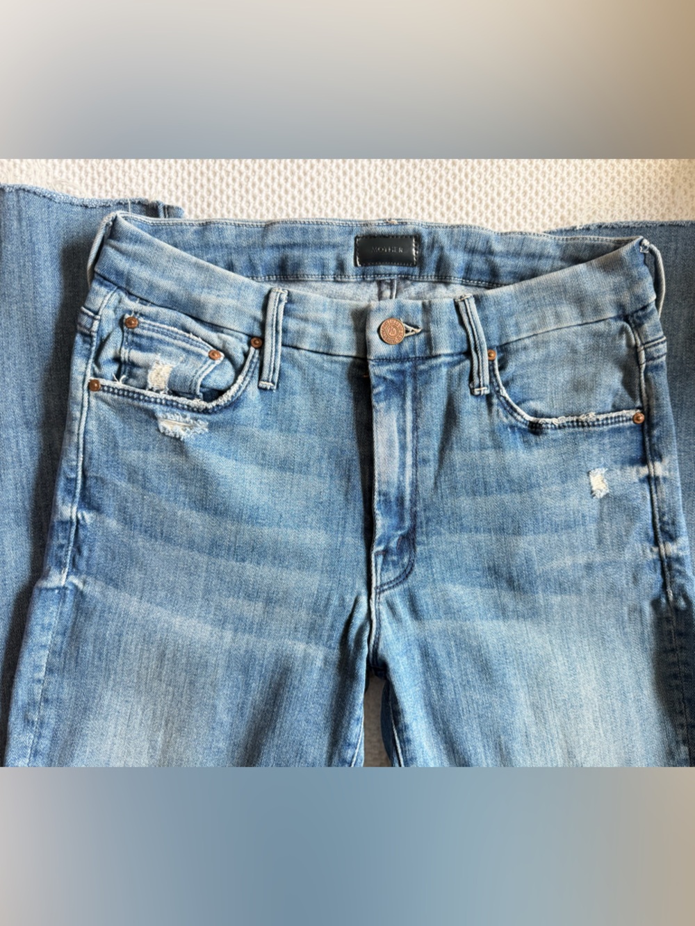 MOTHER high waisted looker ankle fray jeans
